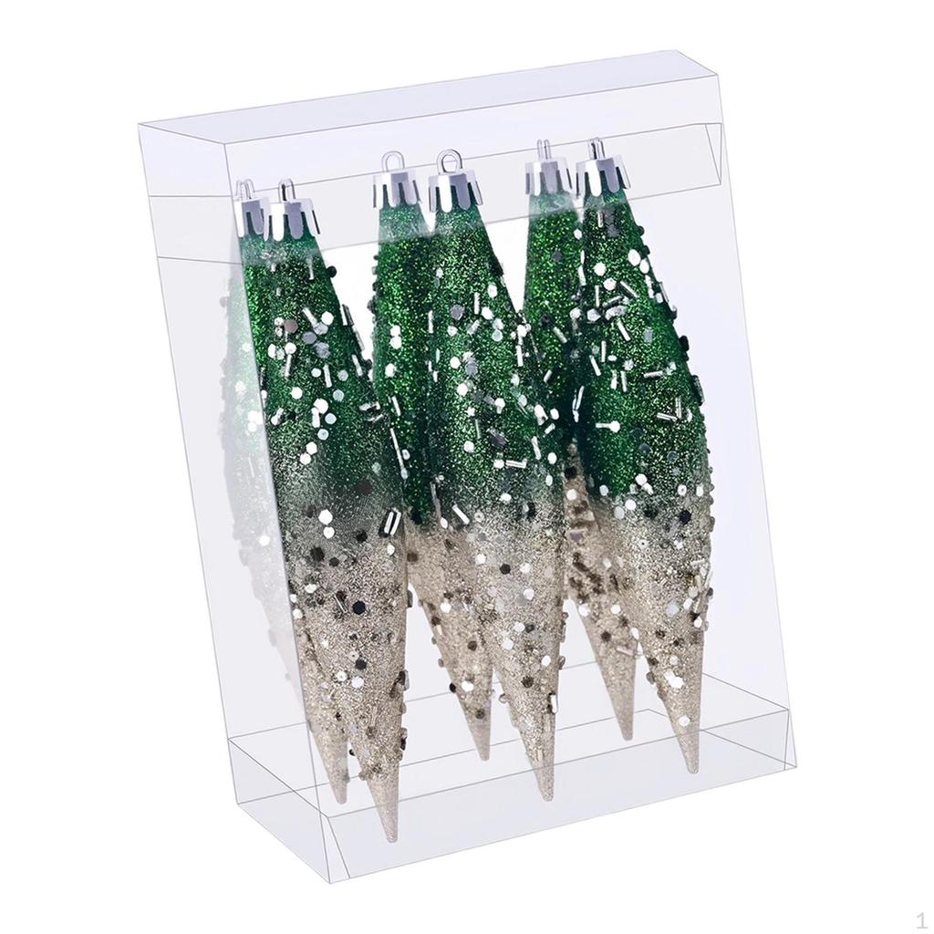 6 Stück Weihnachts-Tropfen Hängeornamente Dekoration Dekorativ Leicht Glitzer