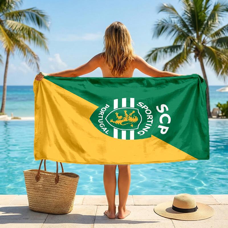 Asciugamano da Spiaggia Sporting CP FC Stampa Asciugatura Rapida Microfibra Assorbente Portatile da Viaggio Asciugamano da Nuoto