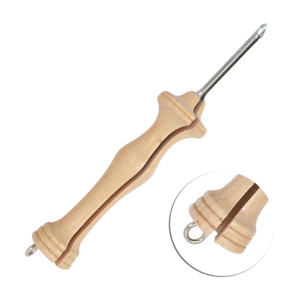 Threader Needle with Wooden Handle Embroidery Punch Grandmother DIY Fun Tool