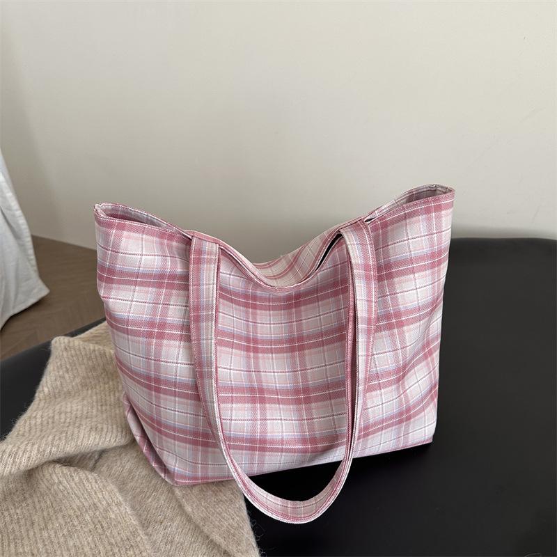 

Plaid Large Capacity Grid Tote Bag светло-фиолетовый