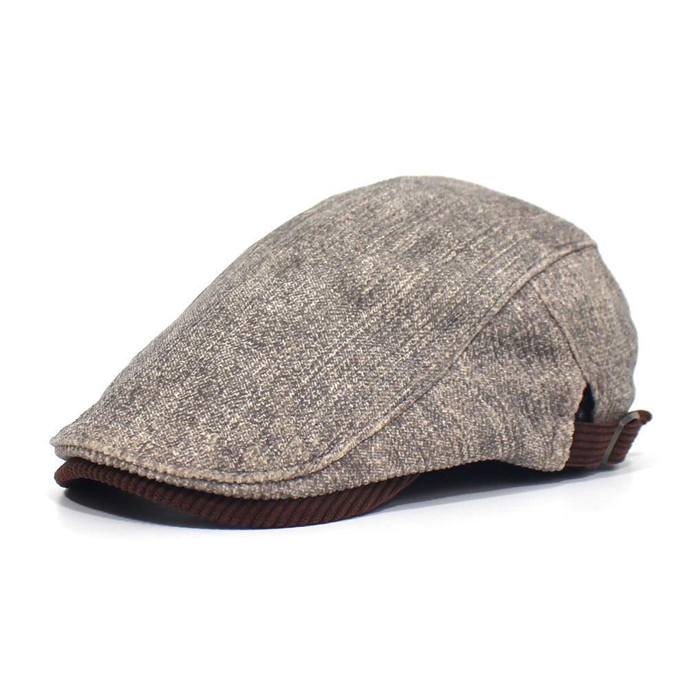 

Thick cotton forward hat men s and women s corduroy fashion beret casual cap men s hat Adjustable бежевий