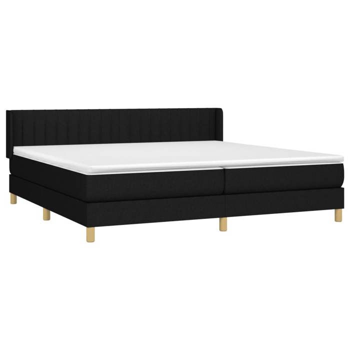 3130459 vidaXL Lit à sommier tapissier avec matelas Noir 200x200 cm Tissu
