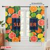 2pcs 2D Flat Printing Scene Curtain Summer Fruits Floral Vibes Polyester Without Electricity Festive Wall Decor for Holiday