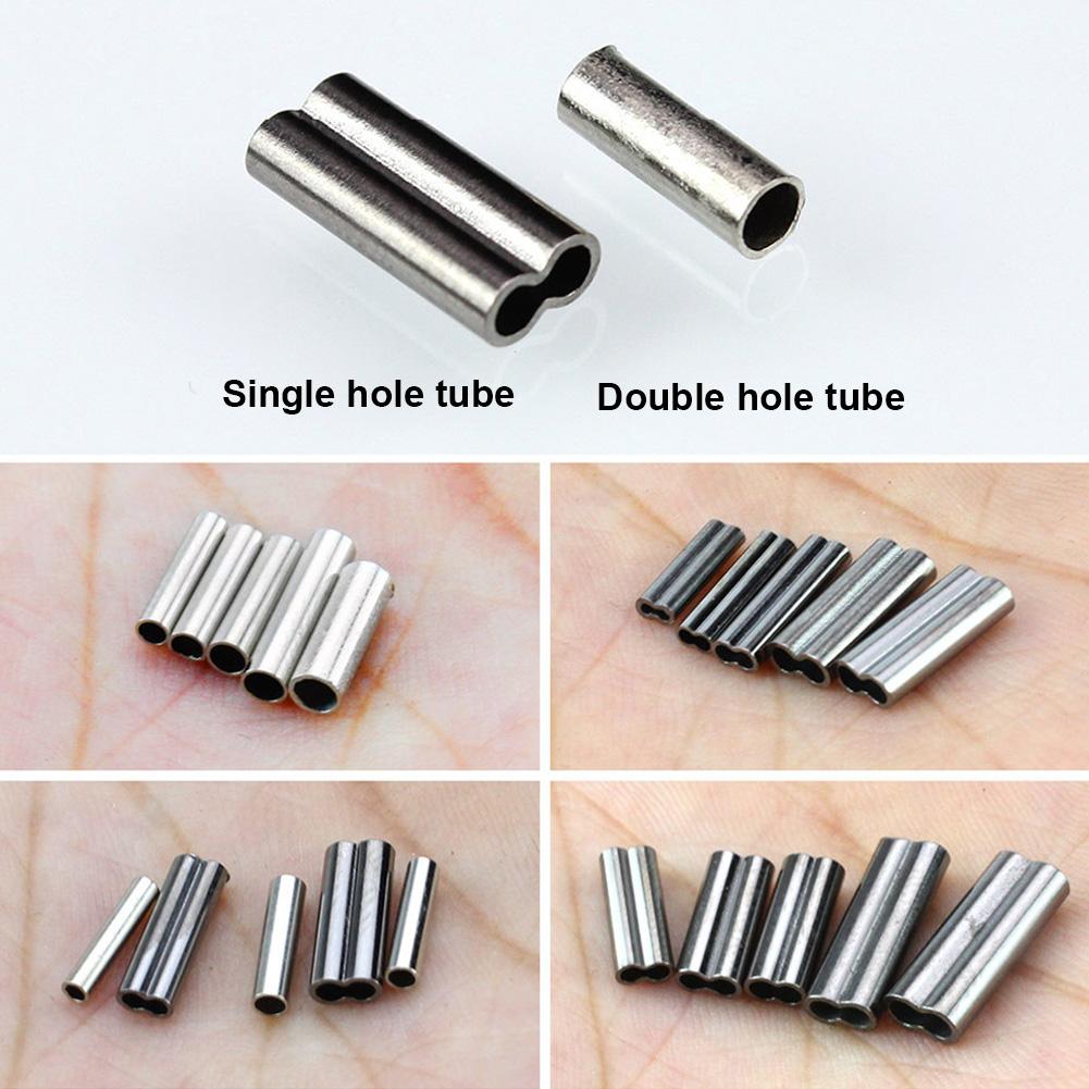 250/300/500pcs Copper Double Single Crimping Loop Sleeve Barrel Crimp Sleeves Fishing Line Crimp Wire Leader Fishing Accessories