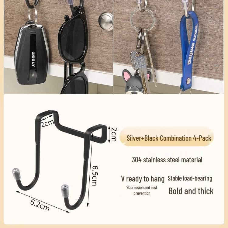 Stainless Steel S-Shaped Double Hooks - No-Punch Installation for Kitchen, Wardrobe, and Dorm Use, Strong Load-Bearing.