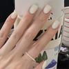 24 Pcs Black Almond Press On Nails Medium Length Solid Full Cover Fake Nails Simple Artificial Nail Extensions For Women