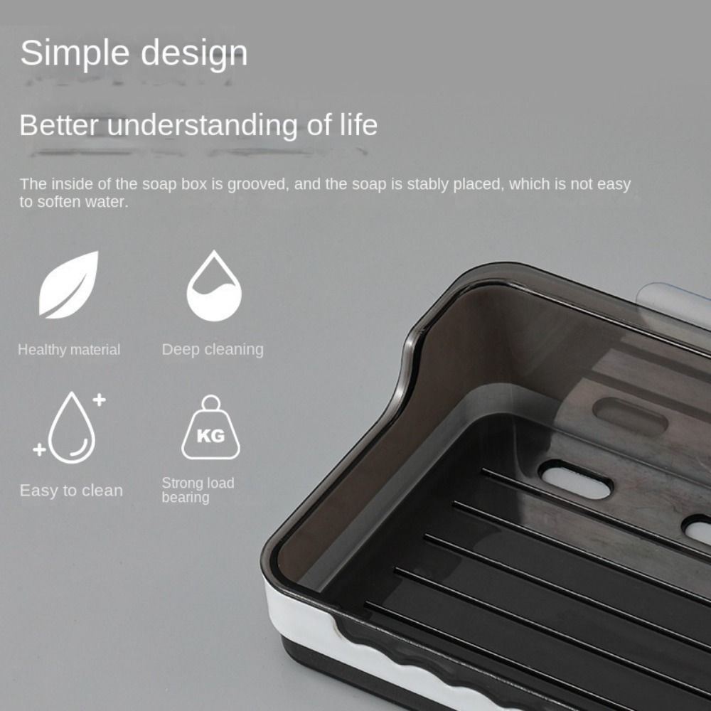 With Lid Soap Holder Organizer Double Layers Punch-Free Soap Storage Tray Detachable Wall Mounted Soap Dish
