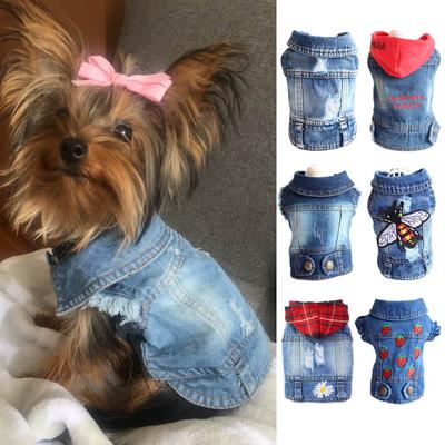 Serie Jeans Estivi Maglietta per Cani Abbigliamento in Denim per Cani Piccoli Cucciolo Chihuahua Giacca da Cowboy Outfit Bulldog Francese Costumi per Gatti