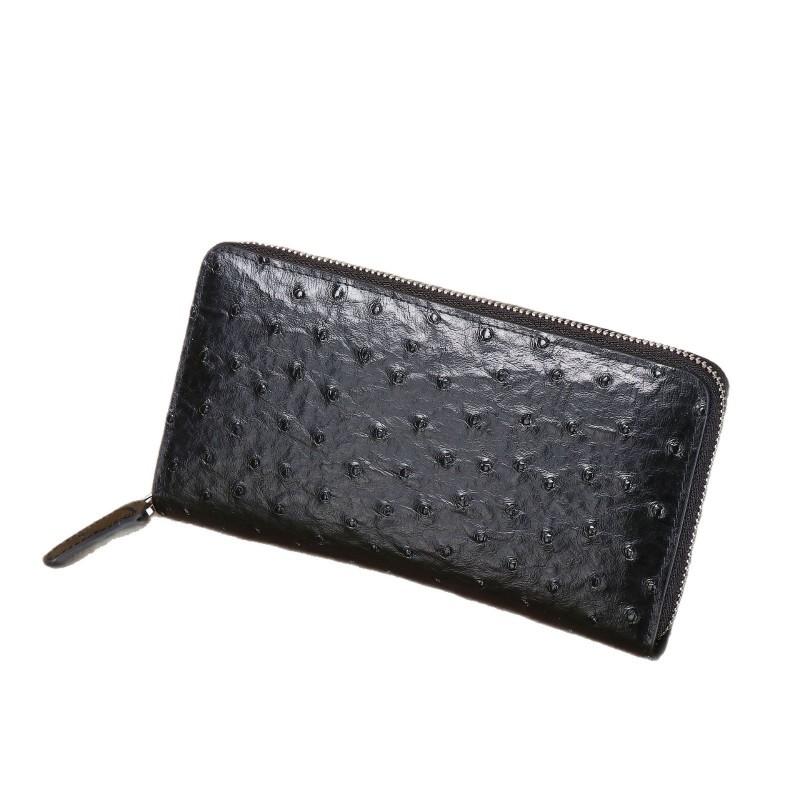 New Ostrich Pattern Men's Handbag Long Fashion Suit Clip Wallet Multi Functional Storage Bag Trendy