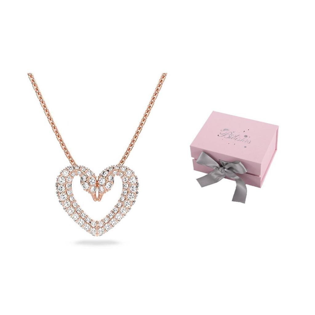 Swarovski Swan Heart Necklace Women Necklace Rose-Gold 5628657