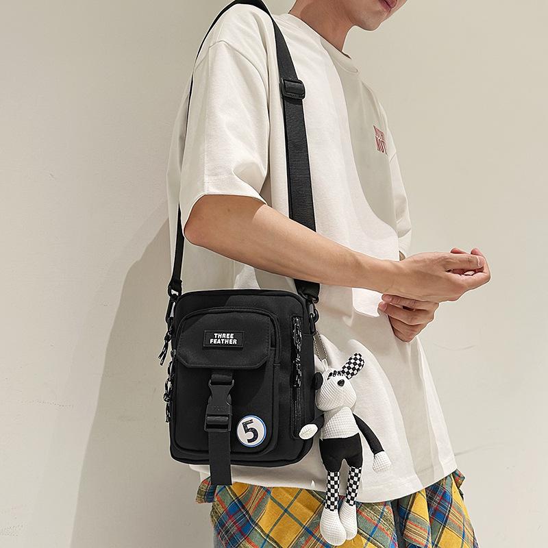 Summer High-End Outdoor Leisure Mobile Phone Messenger Small Bag Female White Couple Canvas Small Square Bag