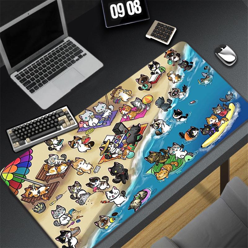 Cute Cat Large Mouse Pad Gamer Kawaii Gaming Accessories Deskpad Play Mats Anime Office Mini Pc Xxl Mousepad Table Desk Carpet