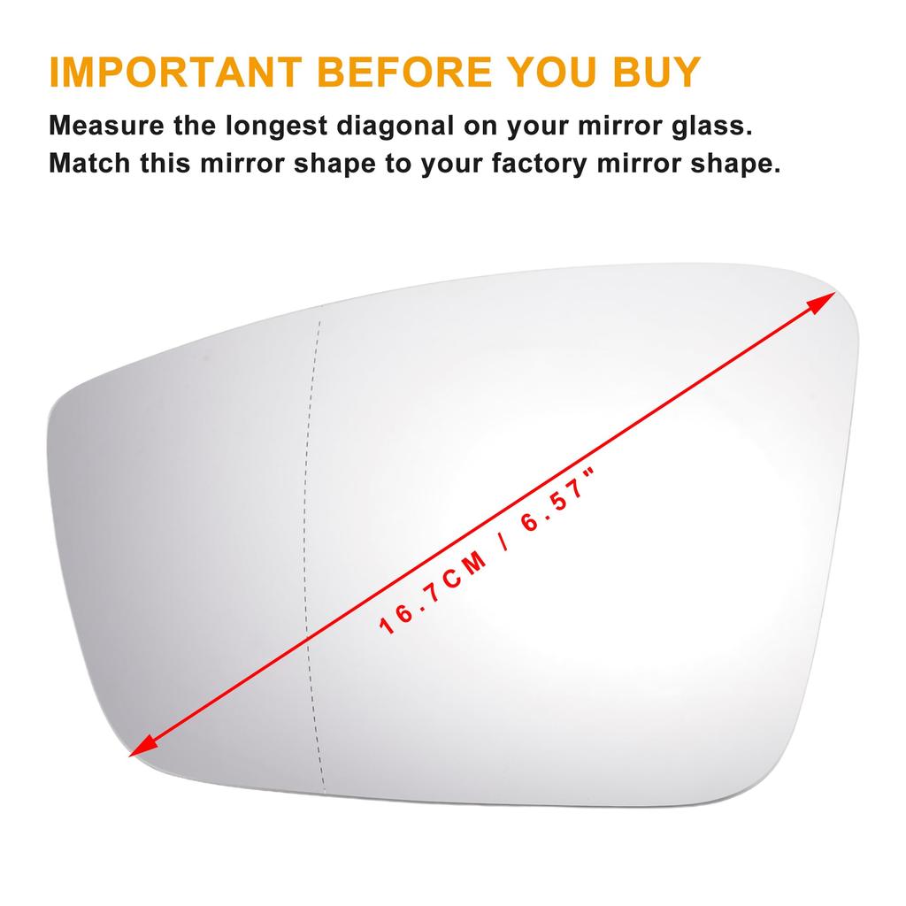 X AUTOHAUX Left Driver Side Mirror Replacement with Heated Aspheric White Glass and Back Plate for SEAT MII SKODA Citigo and VOLKSWAGEN UP POLO