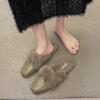 Baotou Slippers Women's 2025 Autumn and Winter New Outer Wear Fashionable Foreign Style Popular Flat Bottom Retro Non-slip Fluff Mop