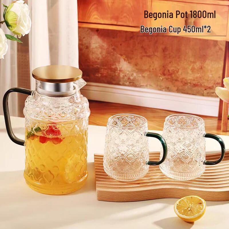 Chaxun Begonia Flower Heat-Resistant Glass Pitcher Set