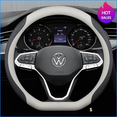 Leather Car Steering Wheel Cover for Volkswagen VW Taigo Tavendor Talagon Virtus Taos 2020 2021 2022 2023 2024 Auto Accessories Mf2
