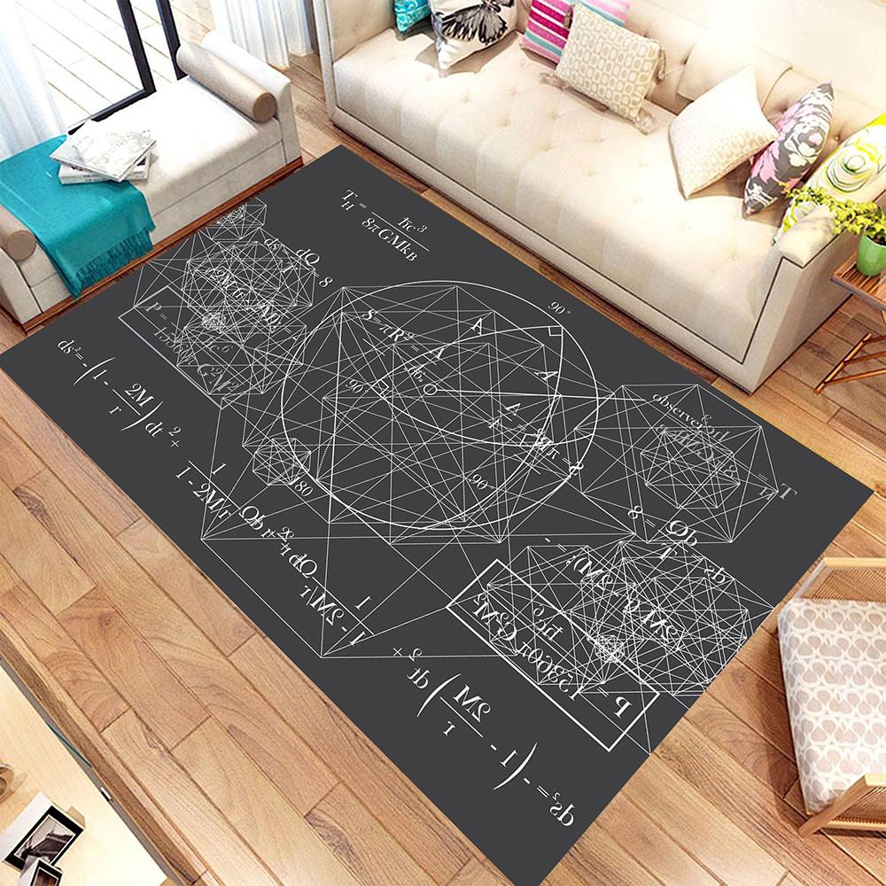 Education Scientific Formulas World Map Rug Washable Floor Lounge Rug Large Area Carpets Non Slip Teenager 'S Kids Room Decor Mat