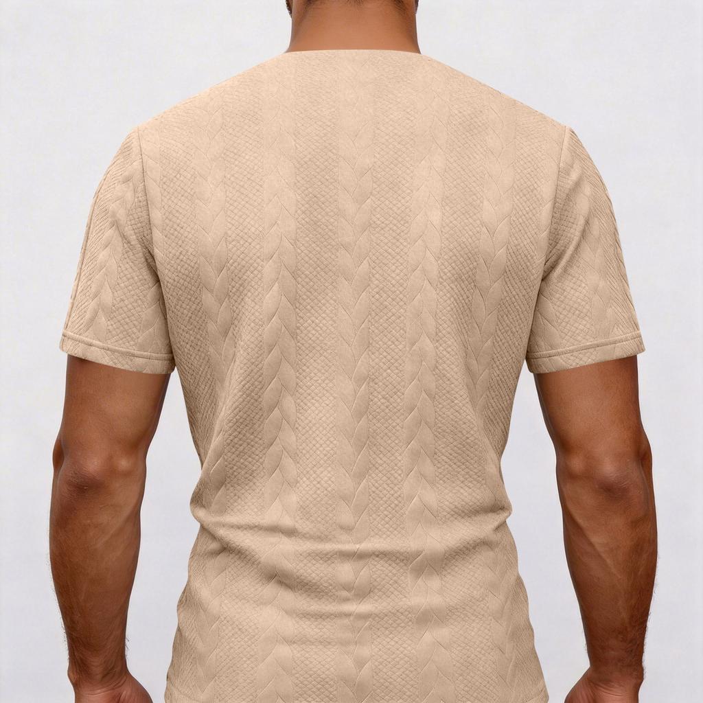 Men's Sweatshirt - Turned Collar - Half-zip Pullover Short-sleeved Shirt