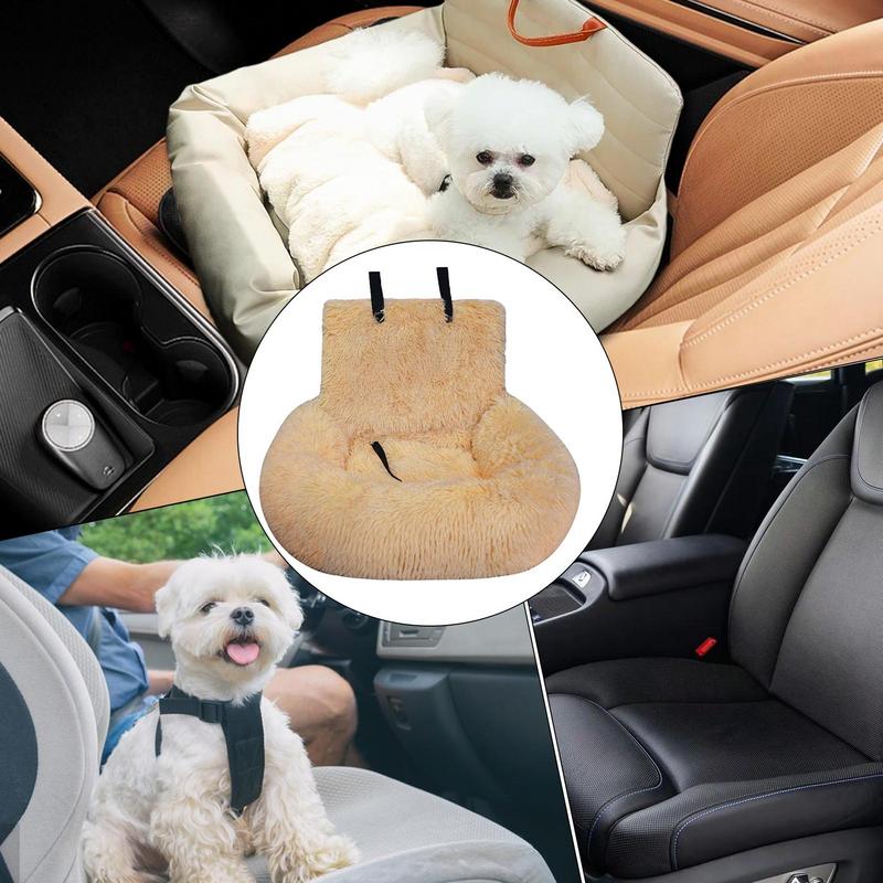 Plush Pet Car Seat Bed For Large Medium Dogs Washable Dog Booster Pet Car Seat Cushion Detachable Back Seat Pet Traveling Bed