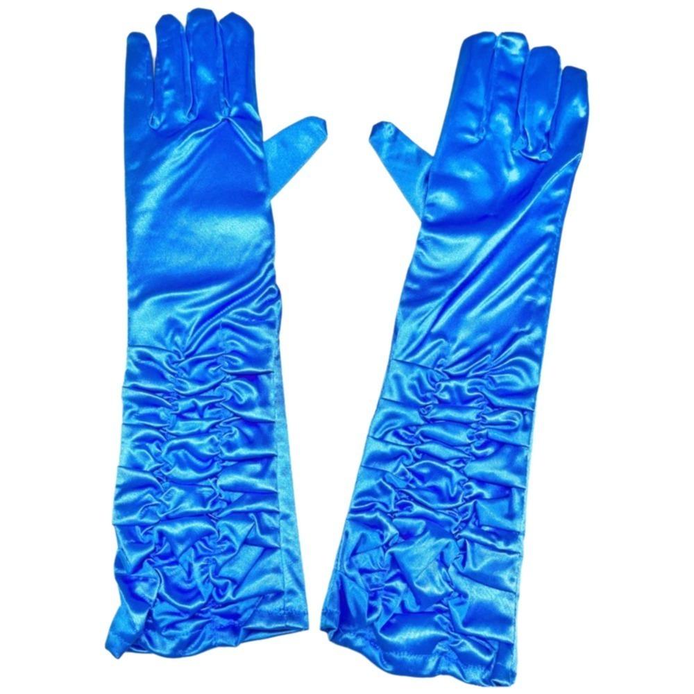 

Satin Women Wrinkle Gloves Elasticity Bridal Gloves Fashion Arm Warmer Girl синий