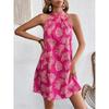 Summer New Halter Sleeveless A Line Casual Dresses Women Elegant Print Vacation Beach Women's Sexy Dress Fashion Slim Sleeveless Female Dress 25929