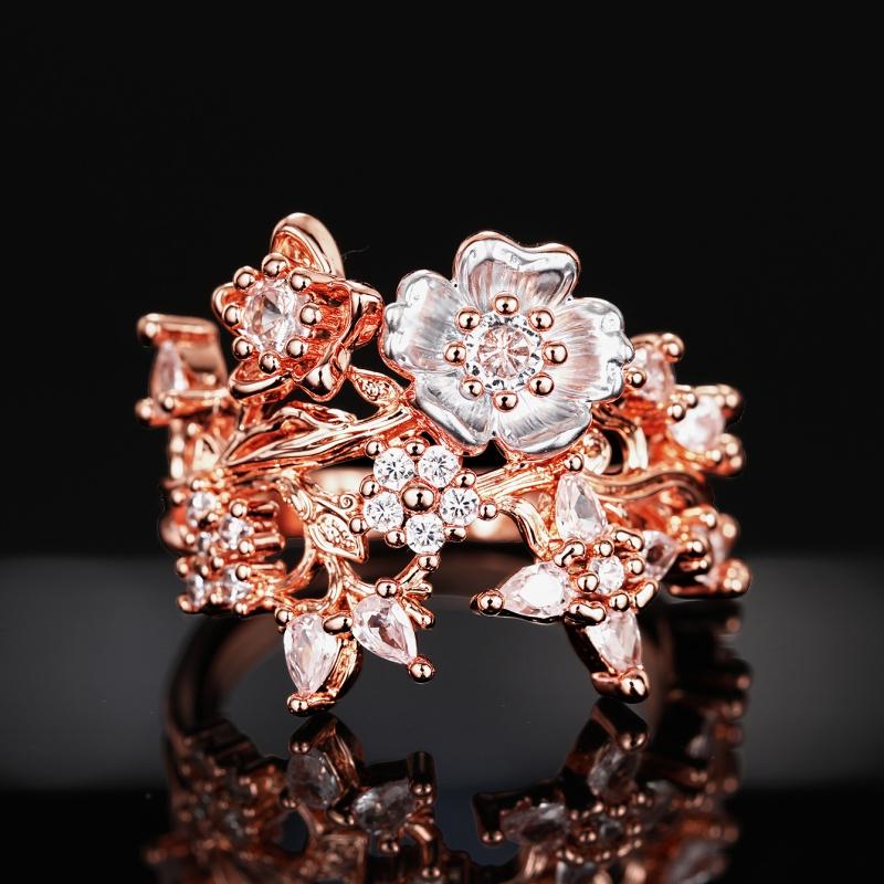 

CAOSHI Exquisite Rose Gold Color Wedding Rings for Women Fashion Flower Design Finger Accessories Delicate Female Wedding Band 6