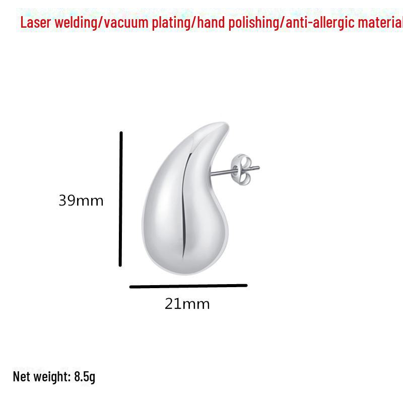 Gold-Plated Stainless Steel Oversized Teardrop Hoop Earrings - European & American Fashion for Women