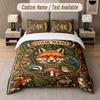 Mushroom Forest Theme Custom Text Or Name 3Pcs Bedding Set 1 Flat Sheet & 2 Pillowcases Personalized Home Bedding