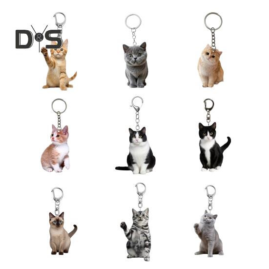 Brelok w kształcie kota z kreskówek 2D akrylowy brelok z zawieszką kota klucze imprezy uniwersalny brelok do torby akcesorium