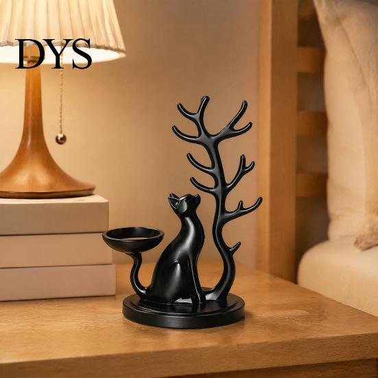 Bedroom Dresser Decor Cute Cat Tree Branch Jewelry Organizer, 3D Printed Earring Bracelet Hair Decorative Trinket Tray Tie Storage Holder, Display