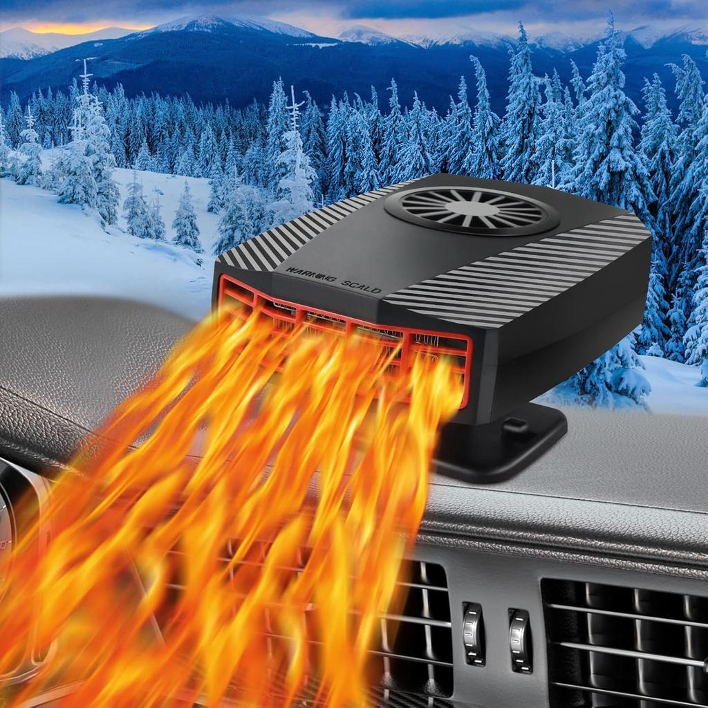 Car Heater,12V Fast Heating and Cooling Fan Portable Windshield Defogger and Defroster Plug into for Car RV SUV (Black)