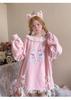 LAVASEON Cute Rabbit Print Long Lace Collar with Loose Korean Student Mori Girl Plus Sizes Hoodie, Length, Women's, Ribbon, School-Style, Fit,
