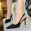 Fashion Sexy Purple Satin High Heels Pumps for Women 2025 Summer Slingbacks Thin Heeled Ladies Shoes Pointed Toe Party Wedding Shoes