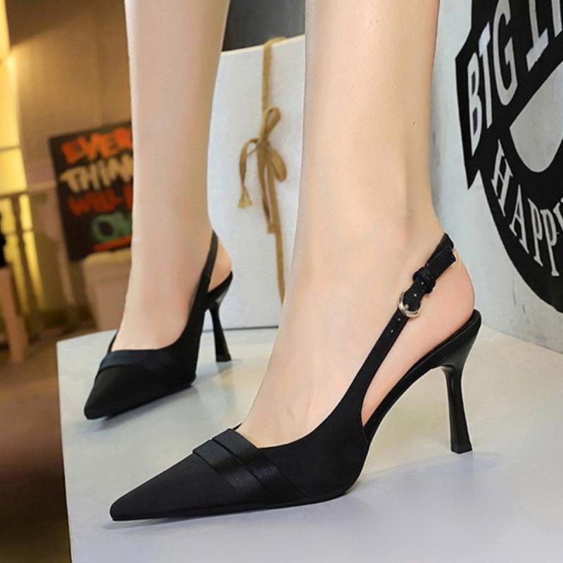 Fashion Sexy Purple Satin High Heels Pumps for Women 2025 Summer Slingbacks Thin Heeled Ladies Shoes Pointed Toe Party Wedding Shoes
