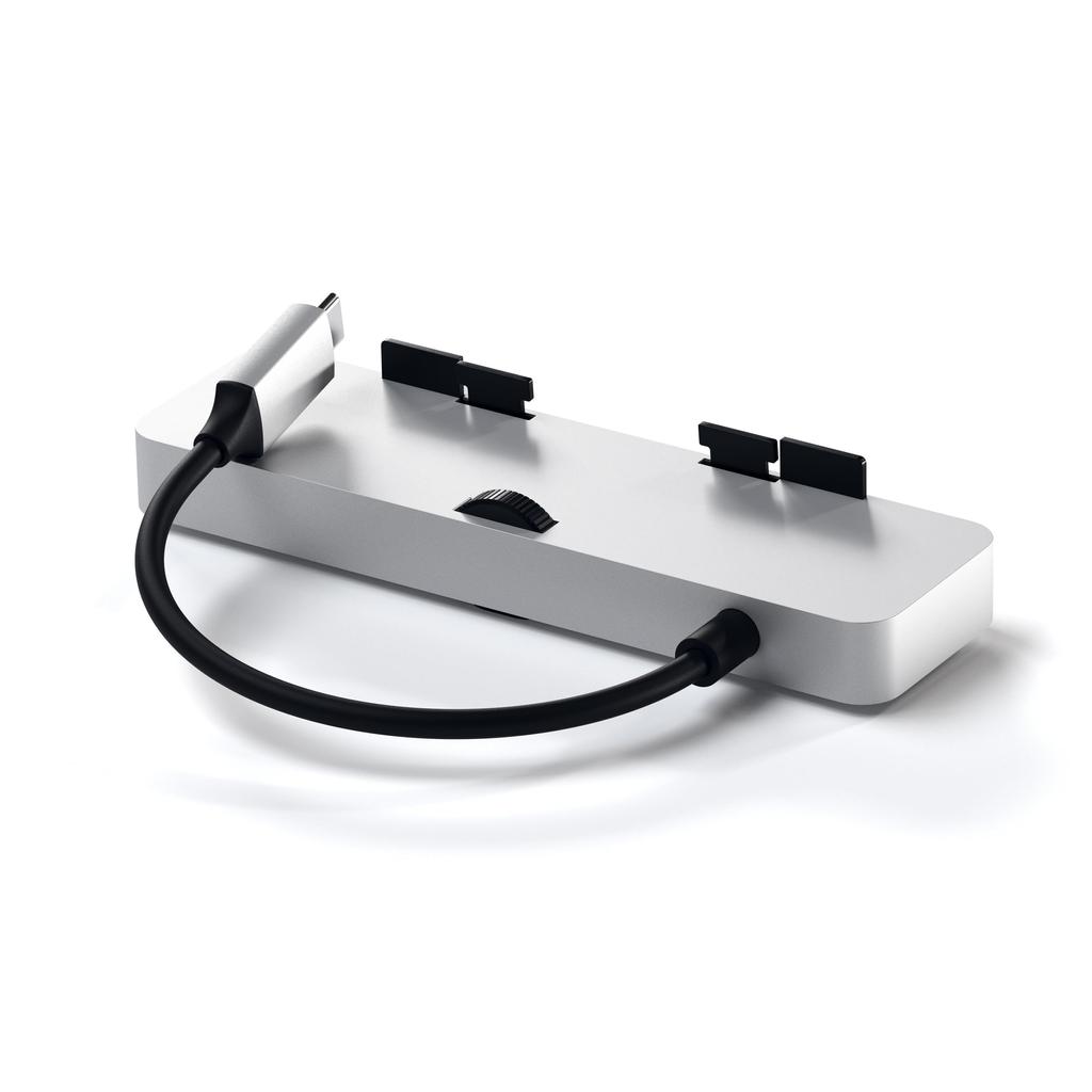Satechi Clamp Hub mit Datenleser kompatibel mit 2021 USB-C (Silber) (Kompatibler 2017/2019/2020 iMac/iMac Pro) USB-C USB-A3.0 Micro/SD (Kein iMac)