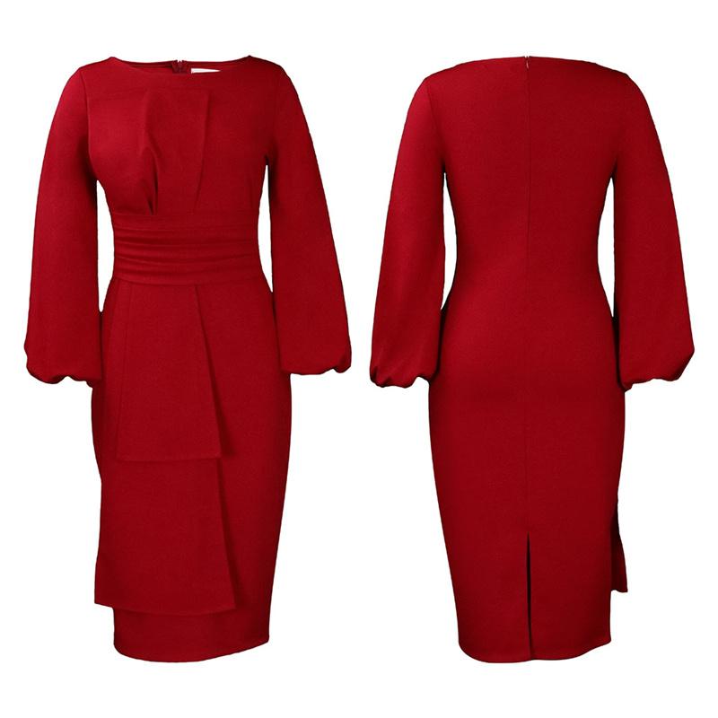 Sheath Business Women's Clothing Ol Temperament Size Dress Plus Solid Color