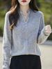 Women's Wool Polka Dot Knit Cardigan - 2025 Autumn/Winter Retro Style Loose Sweater Coat