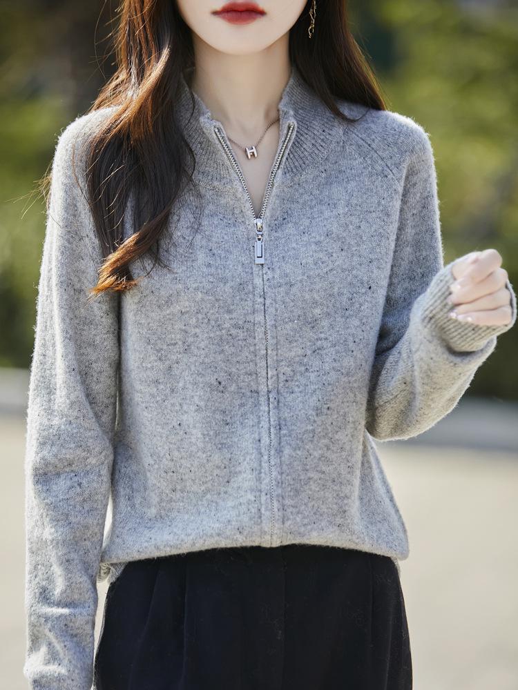 Women's Wool Polka Dot Knit Cardigan - 2025 Autumn/Winter Retro Style Loose Sweater Coat