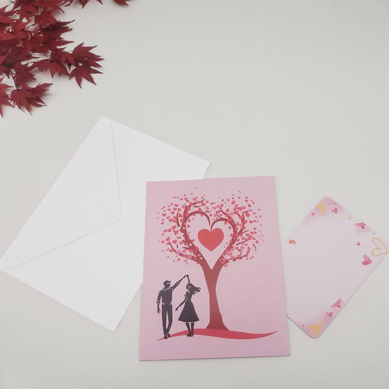 Romantic Theme Anniversary Card Pop-Up Mechanism 3D Heart Tree Couple Card Heart Tree Design 3D Love Tree Card Valentines Day