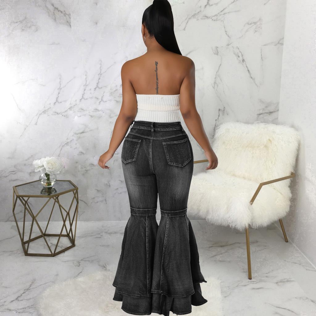 Fashion Wide-Leg Stretch Denim Flare Pants