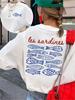 Vintage Les Sardines Graphic T Shirt Women Double Sided Fish Print Tee French Aesthetic Harajuku Short Sleeve Coastal Beach Top