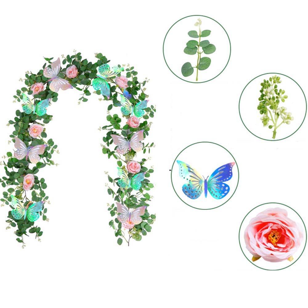 

Plastic Laser Butterfly Eucalyptus Vine Romantic Spring Butterfly Vine Indoor Outdoor Style 5