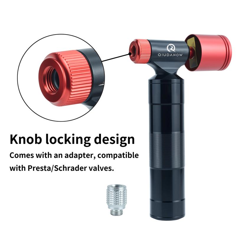 CO2 Inflator for Bike Tires with Cartridge Storage Canister for Presta & Schrader Bicycle Tire Pump No CO2 Cartridges Included