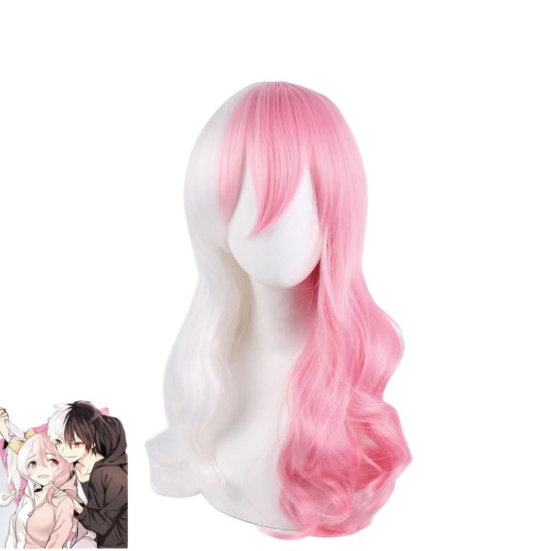 Anime Danganronpa Monomi Cosplay Růžová Dlouhá paruka Monokuma JKU Jednotná bunda s kapucí Dívčí sukně Set Košile Halloween karnevalové kostýmy