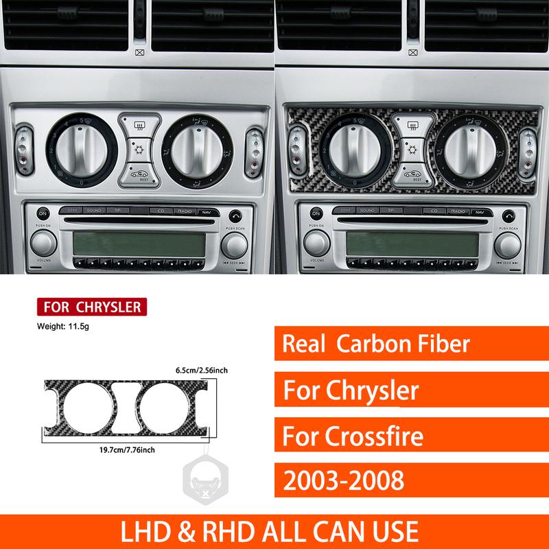 For Chrysler Crossfire 2003-2008 Real Carbon Fiber Stickers Central Air Conditioning Control Panel Car Accessories decorative