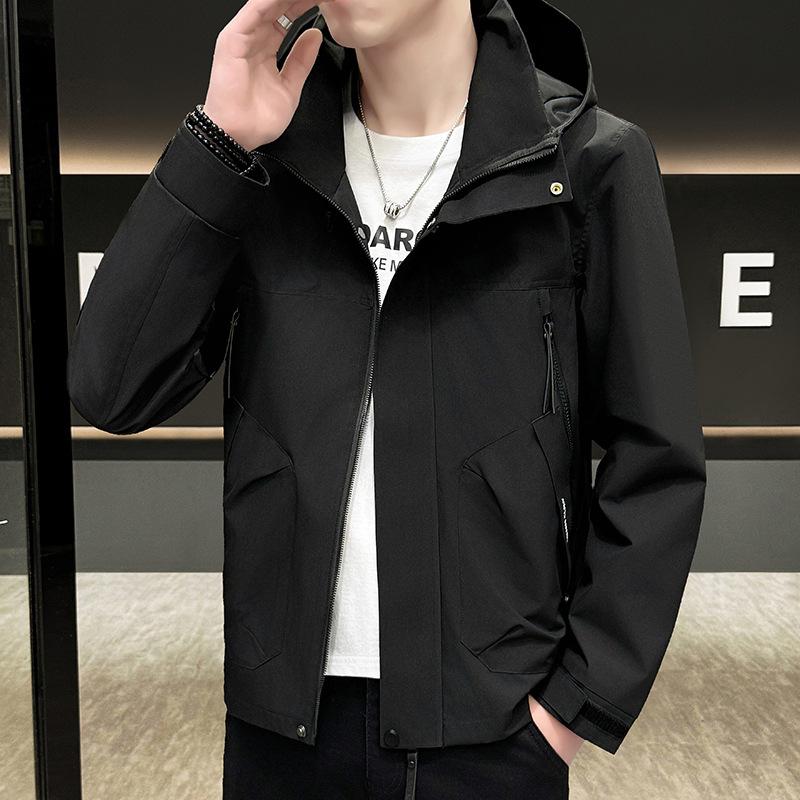 Spring and Autumn Jacket Men's Trend Hooded Jacket Fashion Casual Thin Outdoor Windproof Trendy Brand Top Jacket