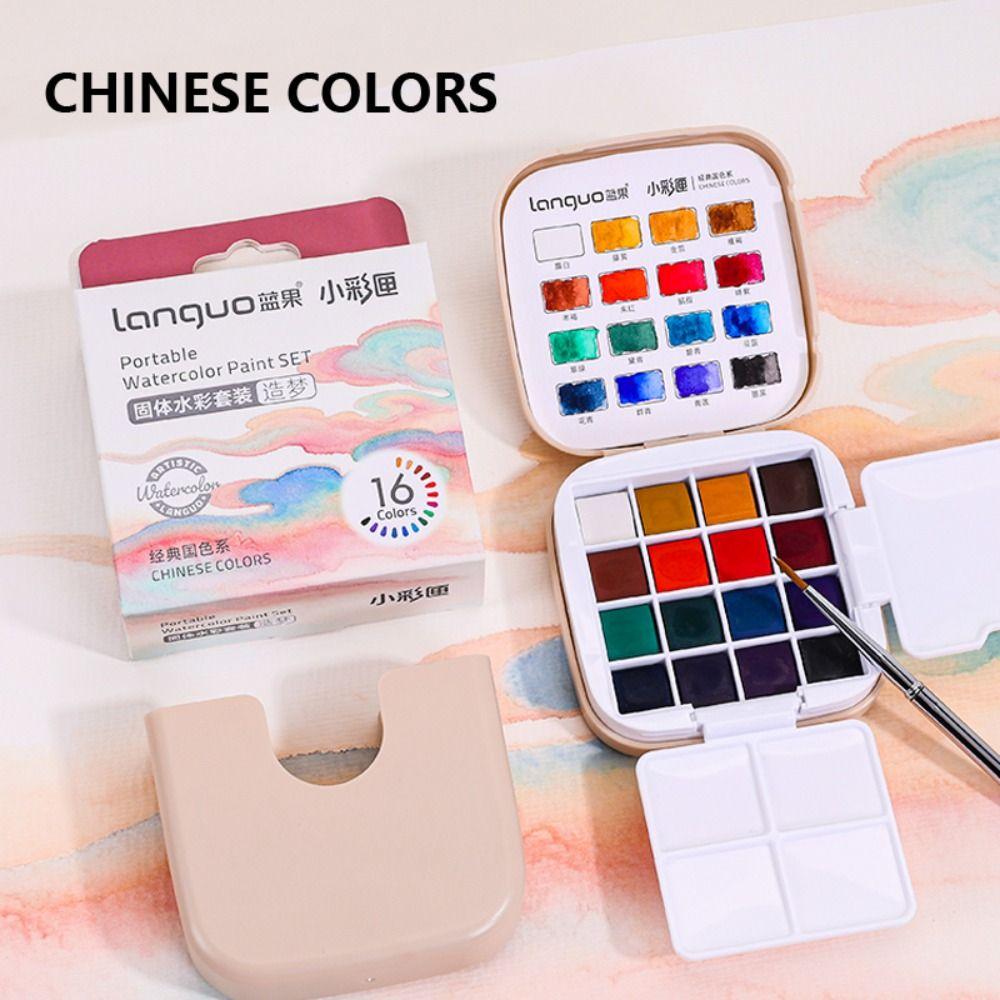 16 Colors Watercolor Sets Mini Painting Pigments  for Art Drawing Sketching