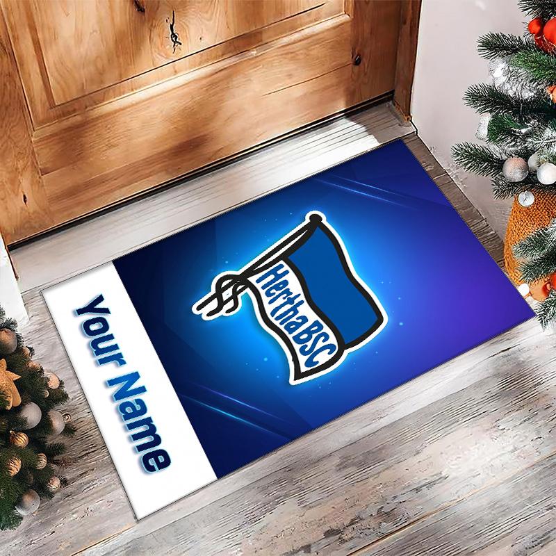 Hertha Bsc Printed Crystal Velvet Rug Non‑Slip Crystal Velvet Carpet For Sofa Bedroom Indoor Home Decoration