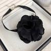 Gothic Fabric Flower Choker Necklace Exaggerated Floral Pattern Pendant Clavicular Chain Charm for Parties and Weddings