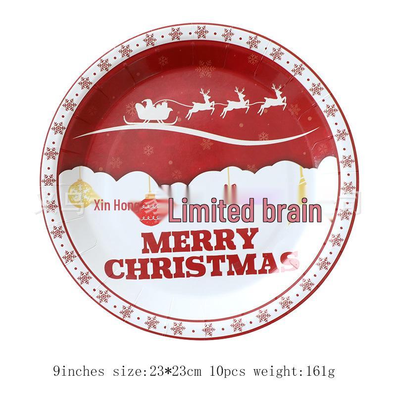 Festliches Weihnachtsgeschirr-Set: Pappteller, Servietten, Becher, Unregelmäßige Teller, Tischdecke, Besteck für Neujahrspartys